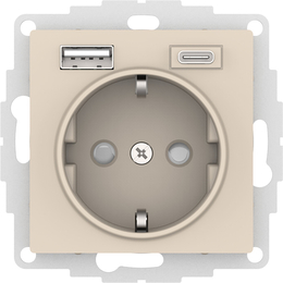 SE Atlas Design Бежевый Розетка 16А с USB A+C, бежевый