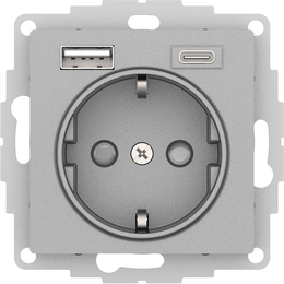 Atlas Design Алюминий Розетка 16А с USB A+C